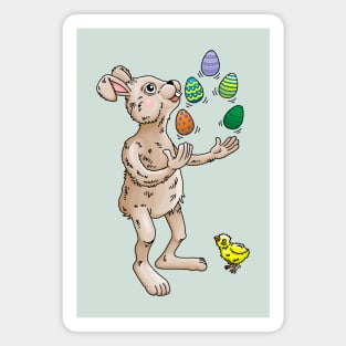 Juggling Easter Bunny Magnet
